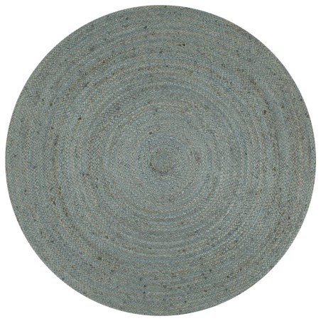 vidaXL Teppich Handgefertigt Jute Rund 150 cm Olivgrün