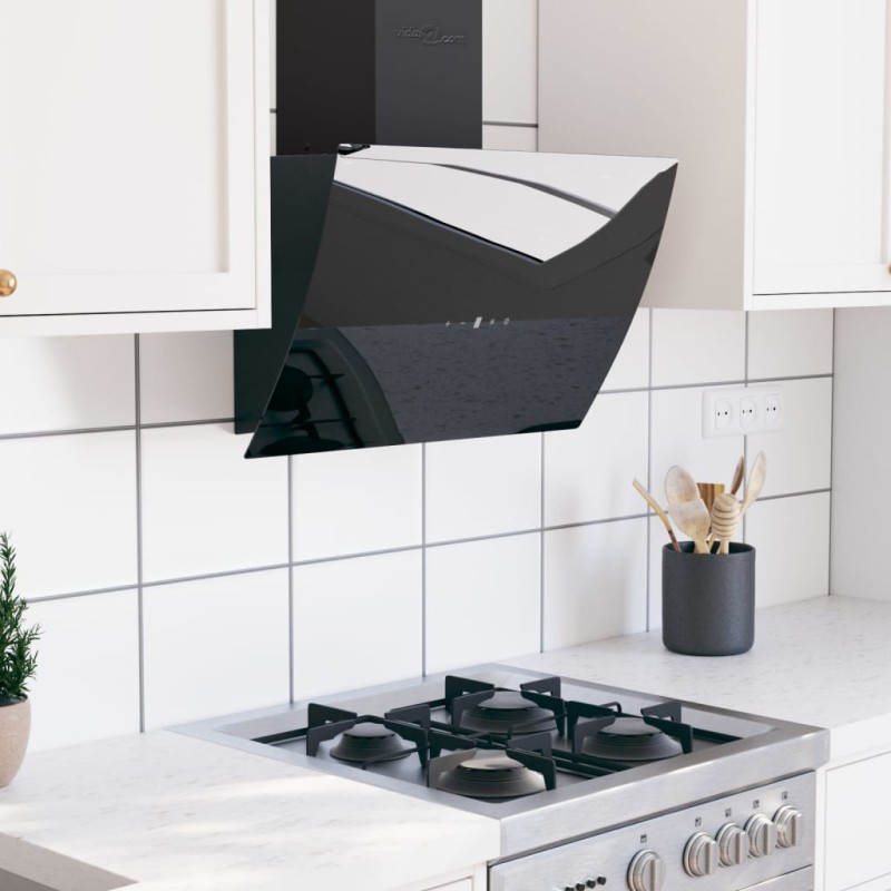 vidaXL Dunstabzugshaube 60 cm Stahl und Hartglas Schwarz