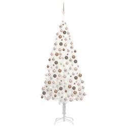 vidaXL Künstlicher Weihnachtsbaum mit LEDs & Kugeln Weiß 240 cm 