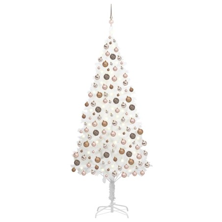 vidaXL Künstlicher Weihnachtsbaum mit LEDs & Kugeln Weiß 240 cm 