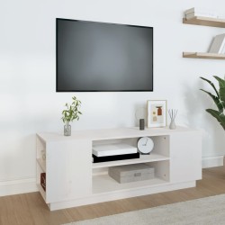 vidaXL TV-Schrank Weiß 110x35x40,5 cm Massivholz Kiefer