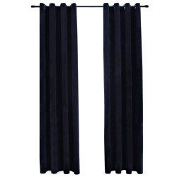vidaXL Verdunkelungsvorhänge mit Ösen 2 Stk. Samt Schwarz 140x225 cm