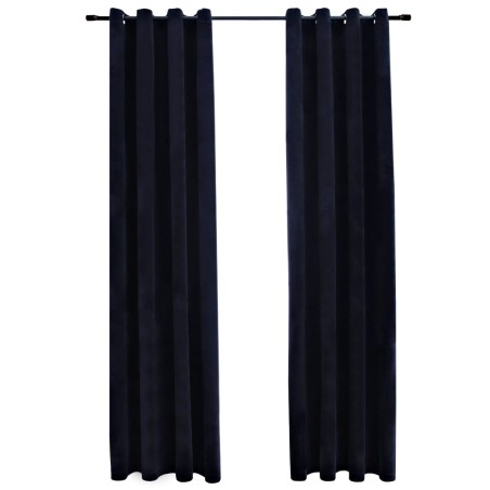 vidaXL Verdunkelungsvorhänge mit Ösen 2 Stk. Samt Schwarz 140x225 cm