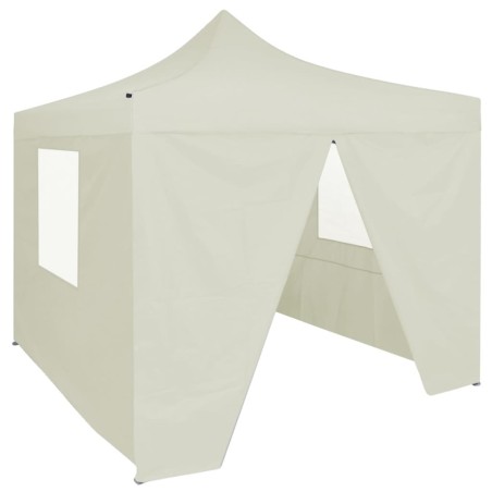 vidaXL Profi-Partyzelt Faltbar mit 4 Seitenwänden 2×2m Stahl Creme