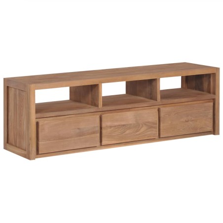 vidaXL TV-Schrank Massivholz Teak mit natürlichem Finish 120×30×40 cm