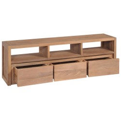 vidaXL TV-Schrank Massivholz Teak mit natürlichem Finish 120×30×40 cm