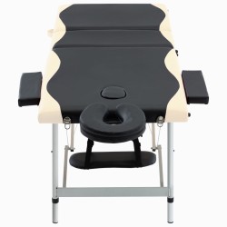 vidaXL Massageliege Klappbar 3-Zonen Aluminiumgestell Schwarz Beige