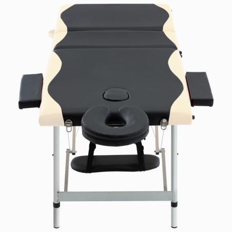 vidaXL Massageliege Klappbar 3-Zonen Aluminiumgestell Schwarz Beige