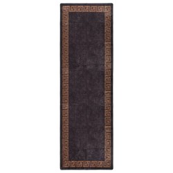 vidaXL Teppich Waschbar 80x300 cm Schwarz und Golden Rutschfest