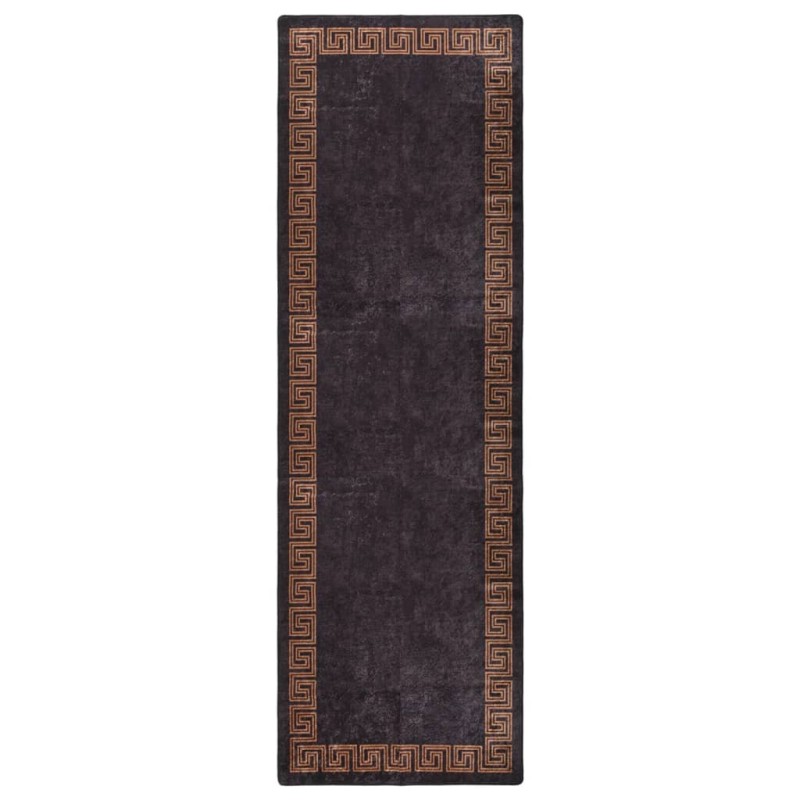 vidaXL Teppich Waschbar 80x300 cm Schwarz und Golden Rutschfest vidaXL Teppich Waschbar 80x300 cm Schwarz und Golden Rutschfest