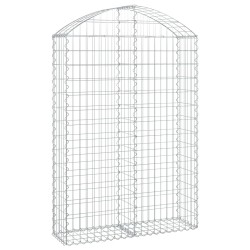 vidaXL Gabione mit Hochbogen 100x30x140/160 cm Verzinktes Eisen