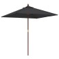 vidaXL Sonnenschirm mit Holzmast Schwarz 198x198x231 cm vidaXL Sonnenschirm mit Holzmast Schwarz 198x198x231 cm