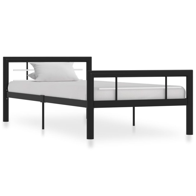 vidaXL Bettgestell Schwarz und Weiß Metall 100 × 200 cm vidaXL Bettgestell Schwarz und Weiß Metall 100 × 200 cm