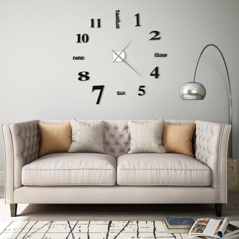 vidaXL 3D-Wanduhr Modernes Design 100 cm XXL Schwarz vidaXL 3D-Wanduhr Modernes Design 100 cm XXL Schwarz