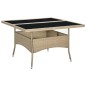 vidaXL Garten-Esstisch Beige Poly Rattan und Glas vidaXL Garten-Esstisch Beige Poly Rattan und Glas
