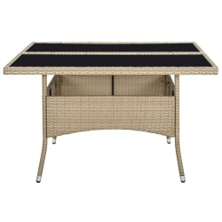 vidaXL Garten-Esstisch Beige Poly Rattan und Glas