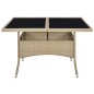 vidaXL Garten-Esstisch Beige Poly Rattan und Glas vidaXL Garten-Esstisch Beige Poly Rattan und Glas