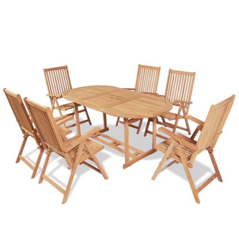 vidaXL 7-tlg. Garten-Essgruppe mit Klappstühlen Massivholz Teak vidaXL 7-tlg. Garten-Essgruppe mit Klappstühlen Massivholz Teak