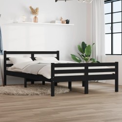 vidaXL Massivholzbett Schwarz 140x190 cm