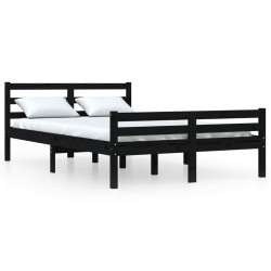 vidaXL Massivholzbett Schwarz 140x190 cm
