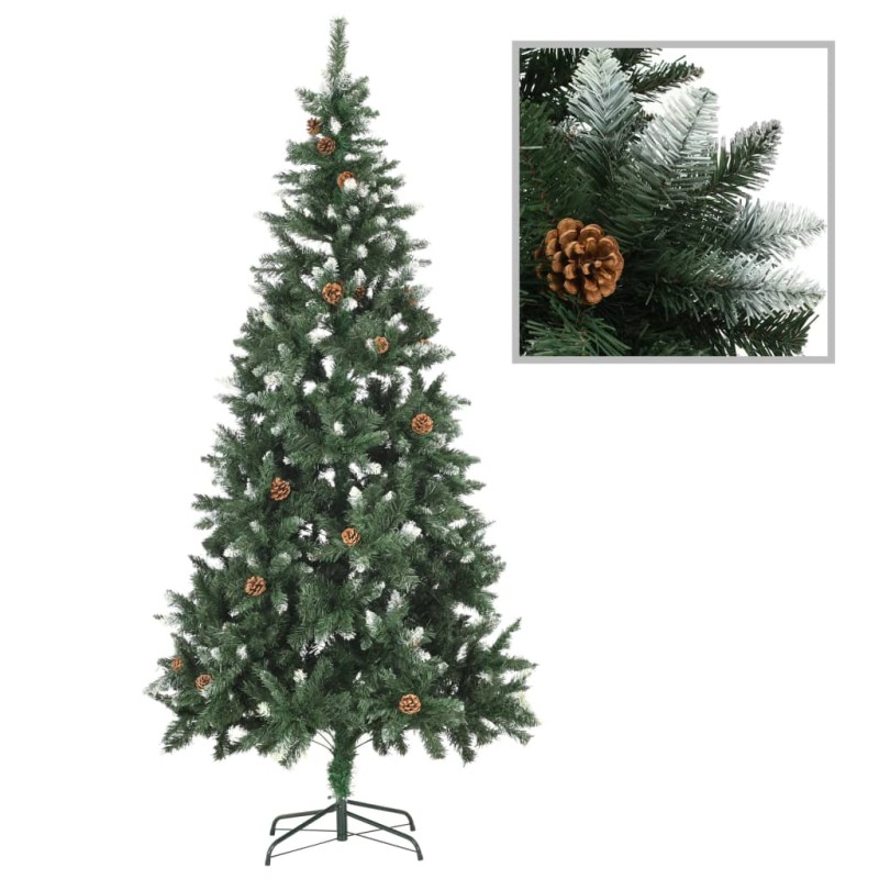 vidaXL Künstlicher Weihnachtsbaum Kiefernzapfen Weißem Glitzer 210 cm vidaXL Künstlicher Weihnachtsbaum Kiefernzapfen Weißem Glitzer 210 cm