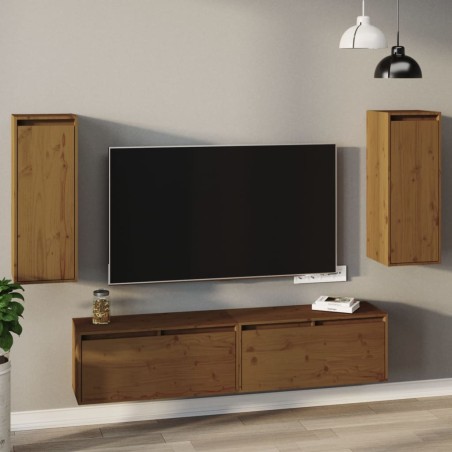 vidaXL Wandschränke 2 Stk. Honigbraun 30x30x80 cm Massivholz Kiefer
