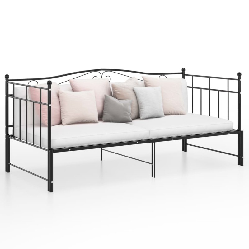 vidaXL Ausziehsofa Bettgestell Schwarz Metall 90x200 cm vidaXL Ausziehsofa Bettgestell Schwarz Metall 90x200 cm