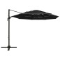 vidaXL Sonnenschirm mit Aluminium-Mast 4-lagig Schwarz 3x3 m vidaXL Sonnenschirm mit Aluminium-Mast 4-lagig Schwarz 3x3 m