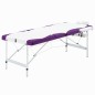 Massageliege Klappbar 3-Zonen Aluminiumgestell Weiß und Lila Massageliege Klappbar 3-Zonen Aluminiumgestell Weiß und Lila