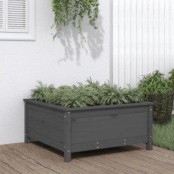 vidaXL Pflanzkübel Grau 82,5x82,5x39 cm Massivholz Kiefer