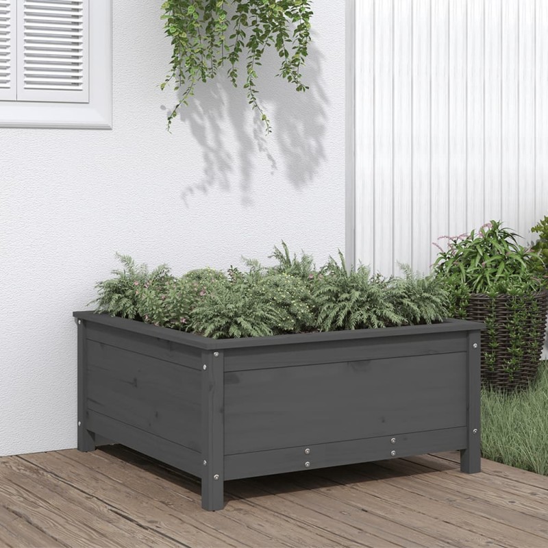 vidaXL Pflanzkübel Grau 82,5x82,5x39 cm Massivholz Kiefer vidaXL Pflanzkübel Grau 82,5x82,5x39 cm Massivholz Kiefer