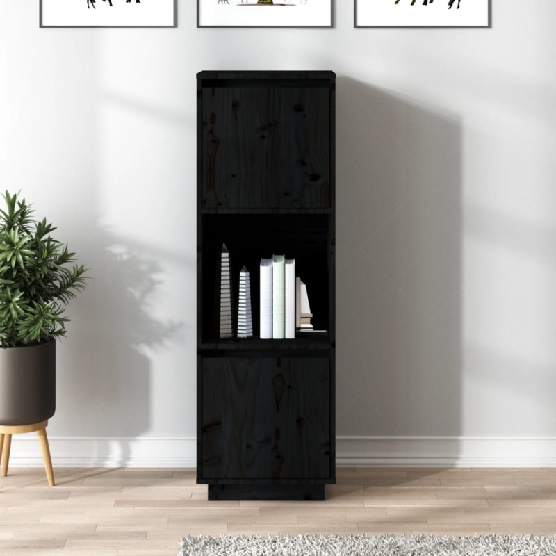 vidaXL Highboard Schwarz 38x35x117 cm Massivholz Kiefer vidaXL Highboard Schwarz 38x35x117 cm Massivholz Kiefer