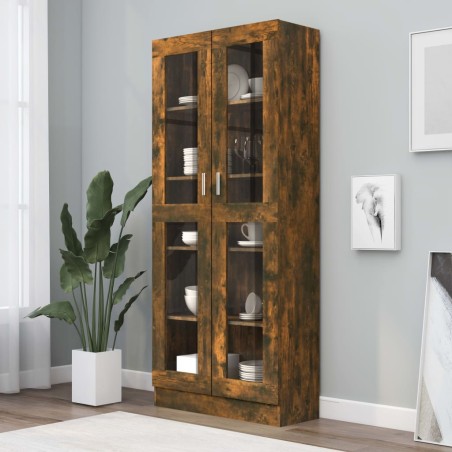 vidaXL Vitrinenschrank Räuchereiche 82,5x30,5x185,5 cm Holzwerkstoff