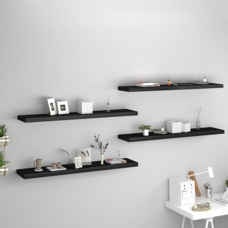 vidaXL Schwebende Wandregale 4 Stk. Schwarz 120x23,5x3,8 cm MDF