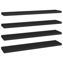 vidaXL Schwebende Wandregale 4 Stk. Schwarz 120x23,5x3,8 cm MDF