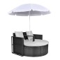 vidaXL Gartenbett mit Sonnenschirm Braun Poly Rattan vidaXL Gartenbett mit Sonnenschirm Braun Poly Rattan