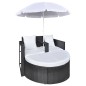 vidaXL Gartenbett mit Sonnenschirm Braun Poly Rattan vidaXL Gartenbett mit Sonnenschirm Braun Poly Rattan