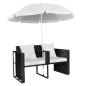 vidaXL Gartenbett mit Sonnenschirm Braun Poly Rattan vidaXL Gartenbett mit Sonnenschirm Braun Poly Rattan