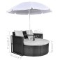 vidaXL Gartenbett mit Sonnenschirm Braun Poly Rattan vidaXL Gartenbett mit Sonnenschirm Braun Poly Rattan