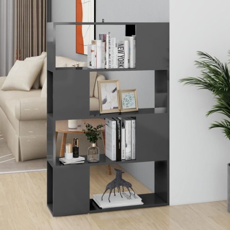 vidaXL Bücherregal Raumteiler Hochglanz-Grau 80x24x124,5 cm