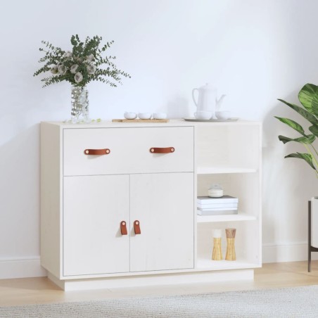 vidaXL Sideboard Weiß 98,5x40x75 cm Massivholz Kiefer