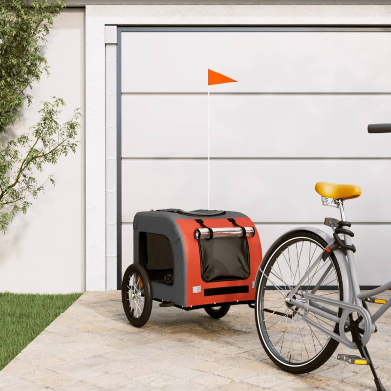 vidaXL Fahrradanhänger Hunde Orange und Grau Oxford-Gewebe und Eisen vidaXL Fahrradanhänger Hunde Orange und Grau Oxford-Gewebe und Eisen