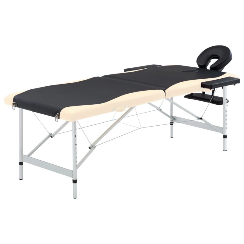 Massageliege Klappbar 2-Zonen Aluminiumgestell Schwarz Beige Massageliege Klappbar 2-Zonen Aluminiumgestell Schwarz Beige