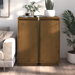 vidaXL Sideboards 2 Stk. Honigbraun 31,5x34x75 cm Massivholz Kiefer
