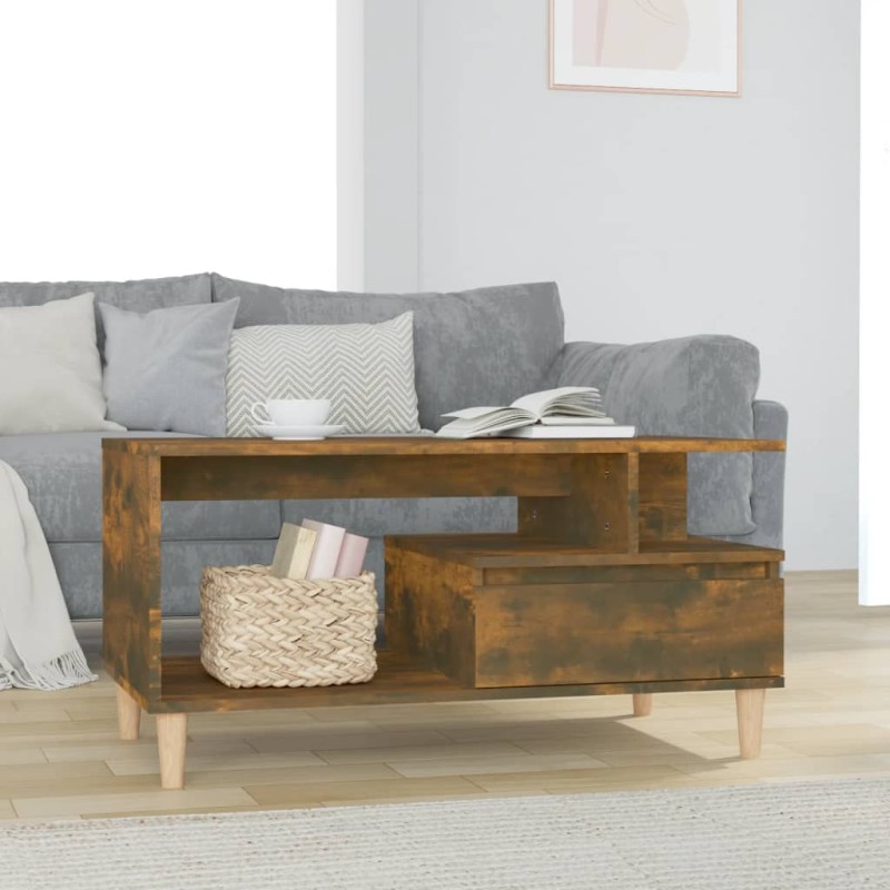 vidaXL Couchtisch Räuchereiche 90x49x45 cm Holzwerkstoff vidaXL Couchtisch Räuchereiche 90x49x45 cm Holzwerkstoff