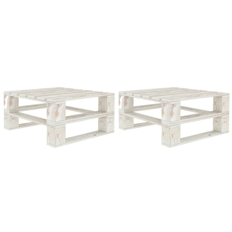 vidaXL Outdoor-Tische Paletten 2 Stk. Holz Weiß vidaXL Outdoor-Tische Paletten 2 Stk. Holz Weiß