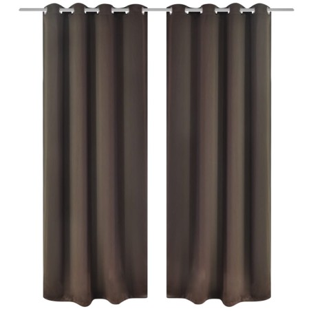 Verdunkelungs-Vorhänge mit Metallringen 135 x 245 cm Braun blackout