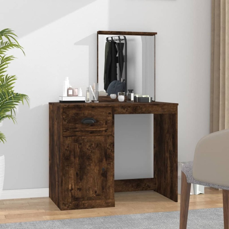 vidaXL Schminktisch mit Spiegel Räuchereiche 90x50x132,5 cm vidaXL Schminktisch mit Spiegel Räuchereiche 90x50x132,5 cm