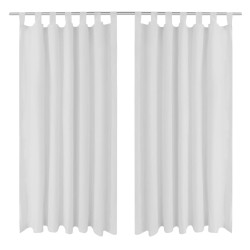 Vorhänge Gardinen aus Satin 2-teilig 140 x 225 cm Weiß