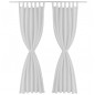 Vorhänge Gardinen aus Satin 2-teilig 140 x 225 cm Weiß Vorhänge Gardinen aus Satin 2-teilig 140 x 225 cm Weiß